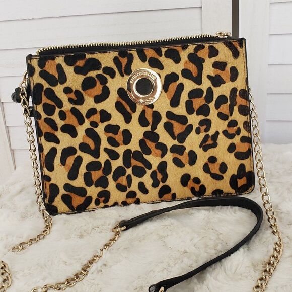 Paul Costelloe Animal Print and Leather Chain Strap Handbag - Picture 1 of 9